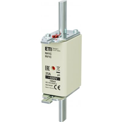 Wkładka topikowa NH zwłoczna KOMBI NH1C gG 25A 690V 004184307 ETI (004184307)